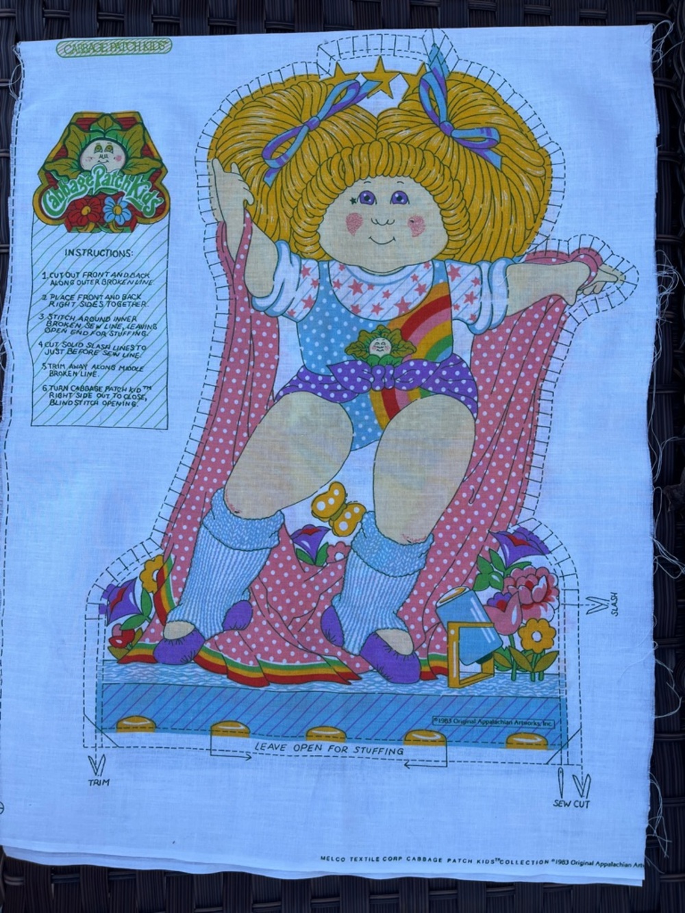 Vintage Cabbage Patch Fabric Doll Panel Fabric